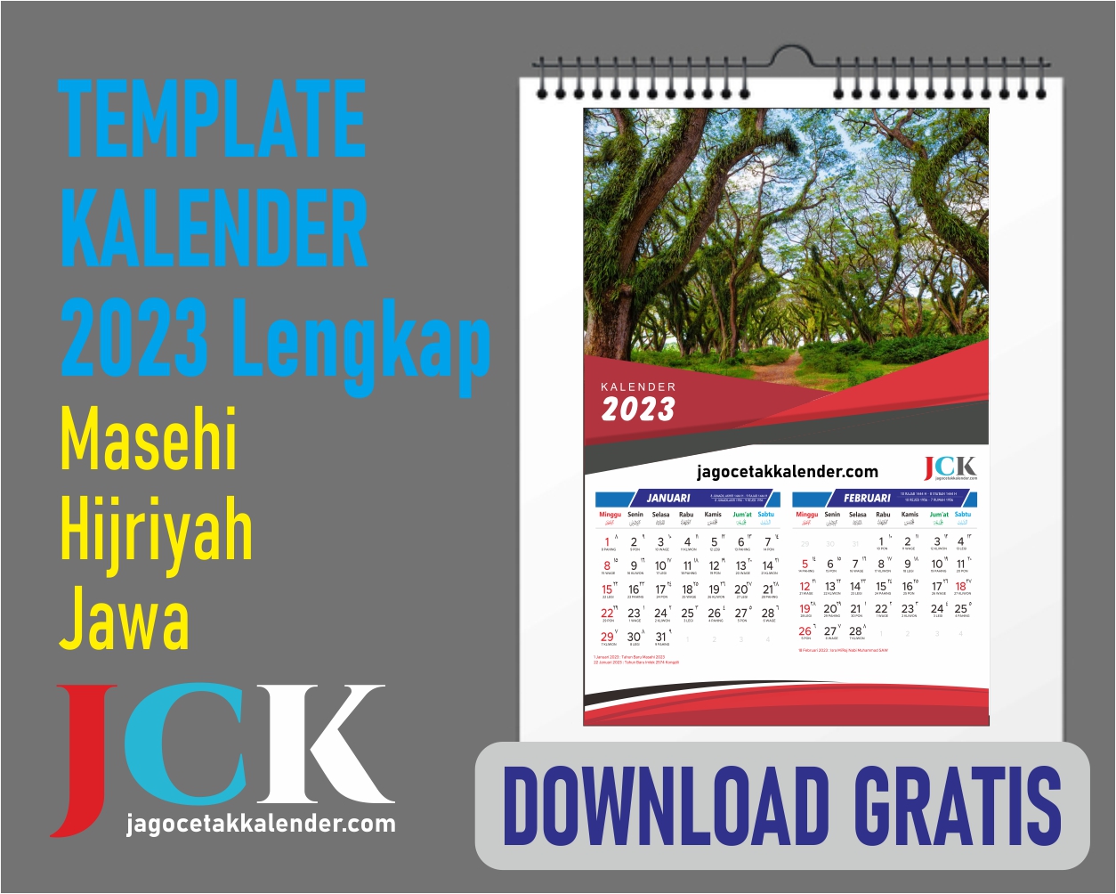 Template Desain Kalender 2023 Gratis - Lengkap, Masehi, Hijriyah dan Jawa