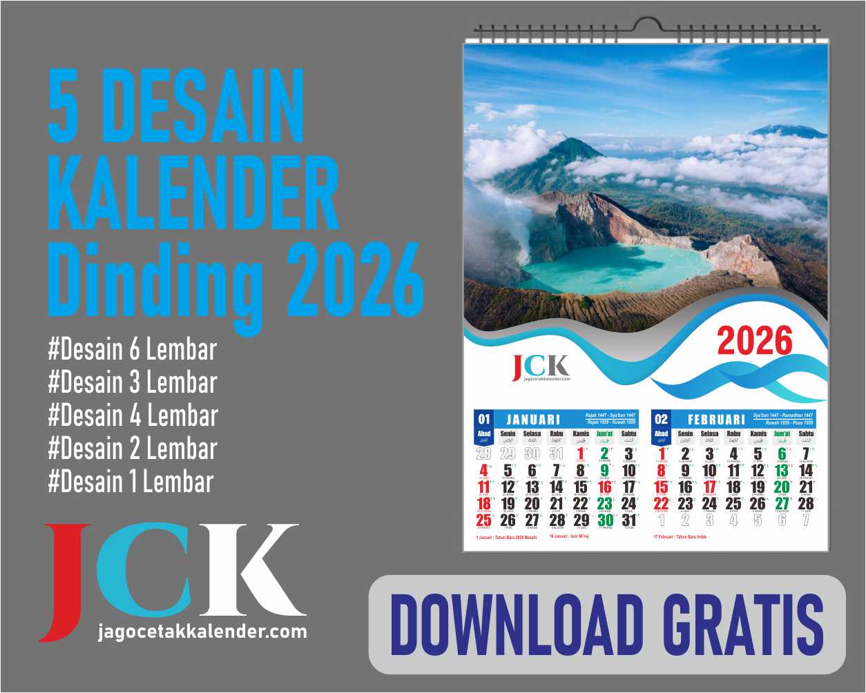 5 Desain Kalender 2026 Download Gratis – File CDR – Simpel LENGKAP