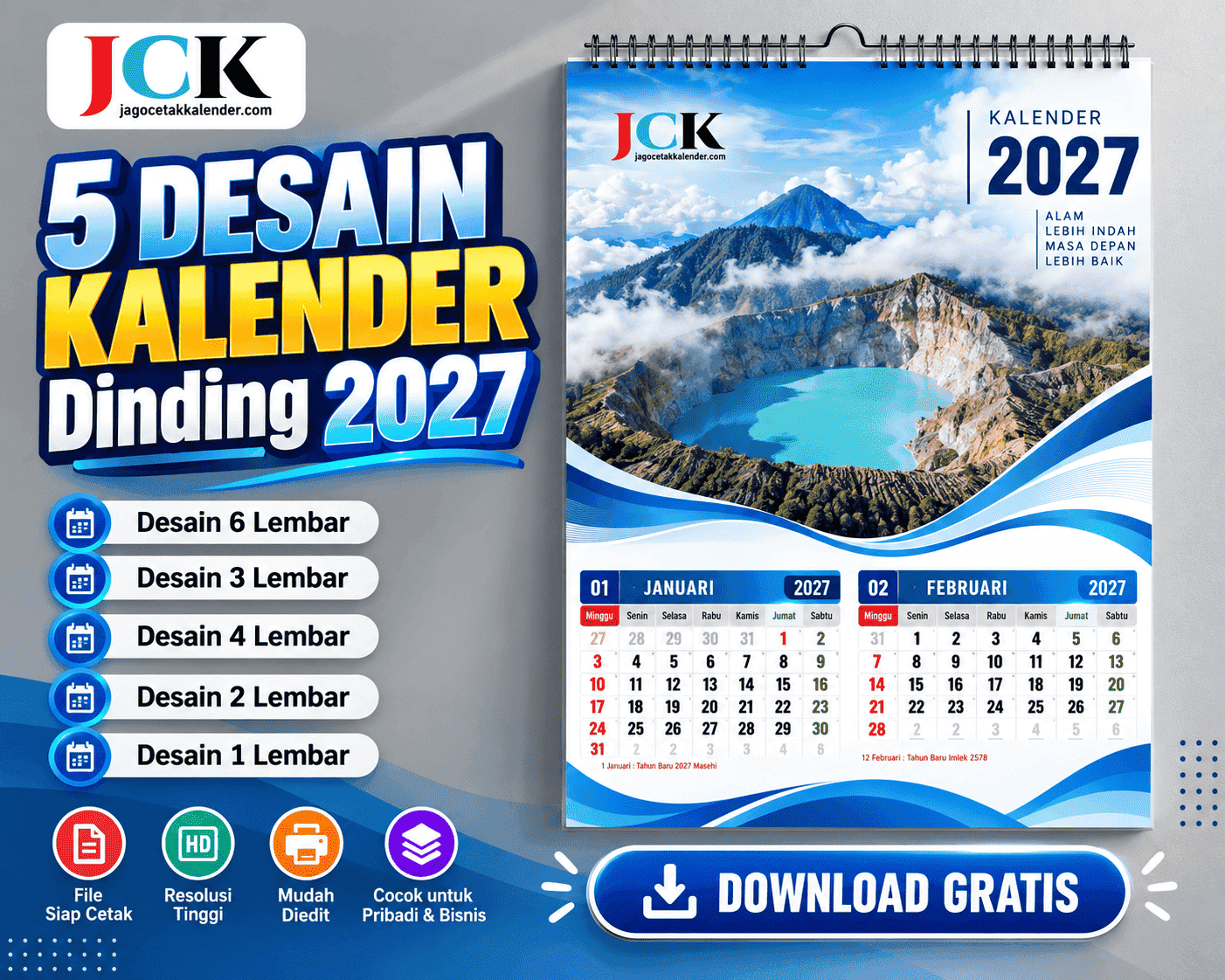 5 Desain Kalender 2027 Gratis - jagocetakkalender