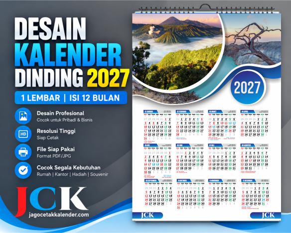 5 Desain Kalender 2027 Simpel File CDR Lengkap 1 Lembar Isi 12 Bulan