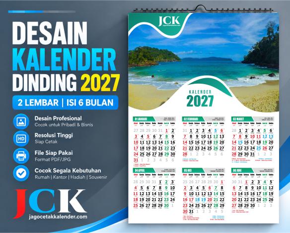 5 Desain Kalender 2027 Simpel File CDR Lengkap 2 Lembar Isi 6 Bulan