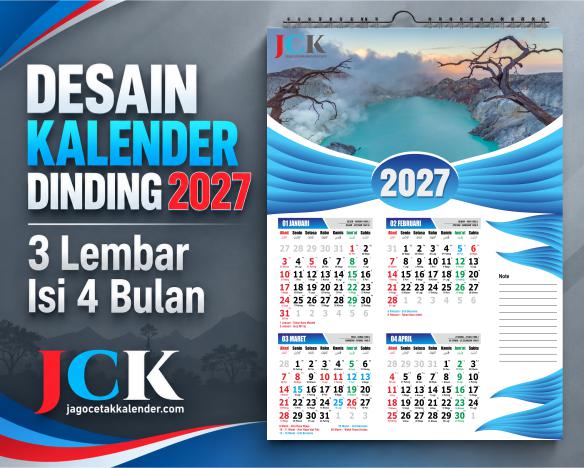 5 Desain Kalender 2027 Simpel File CDR Lengkap 3 Lembar Isi 4 Bulan