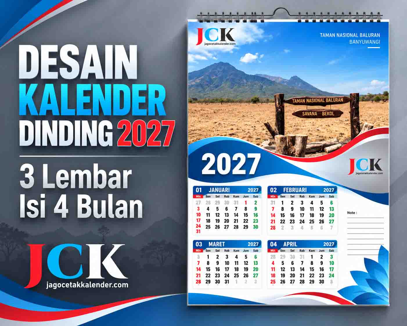 5 Desain Kalender 2027 Simpel File CDR Lengkap 3 Lembar Isi 4 Bulan