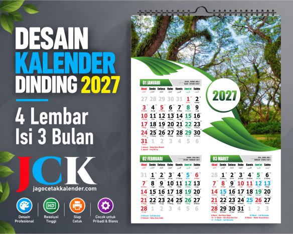 5 Desain Kalender 2027 Simpel File CDR Lengkap 4 Lembar Isi 3 Bulan