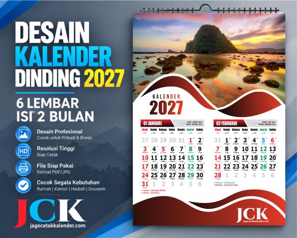 5 Desain Kalender 2027 Simpel File CDR Lengkap 6 Lembar Isi 2 Bulan