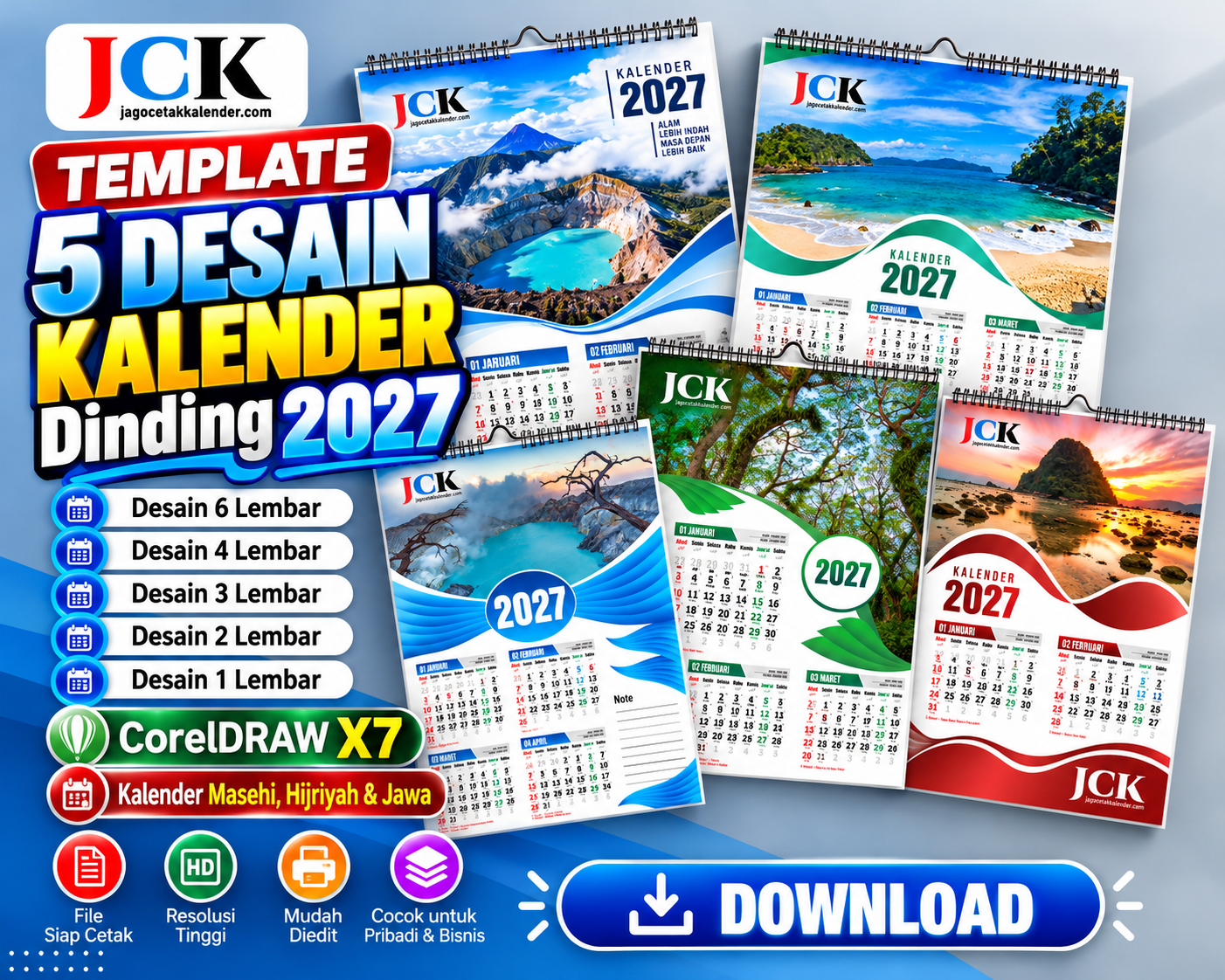 5 Desain Kalender 2027 CDR - jagocetakkalender